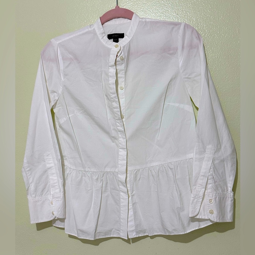 J. Crew Stretch White Button Up Peplum